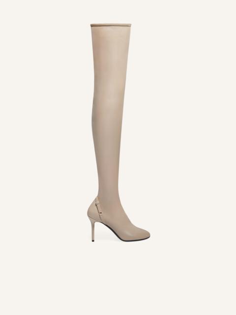 courrèges OBLIQUE STRETCH LEATHER EFFECT THIGH BOOTS