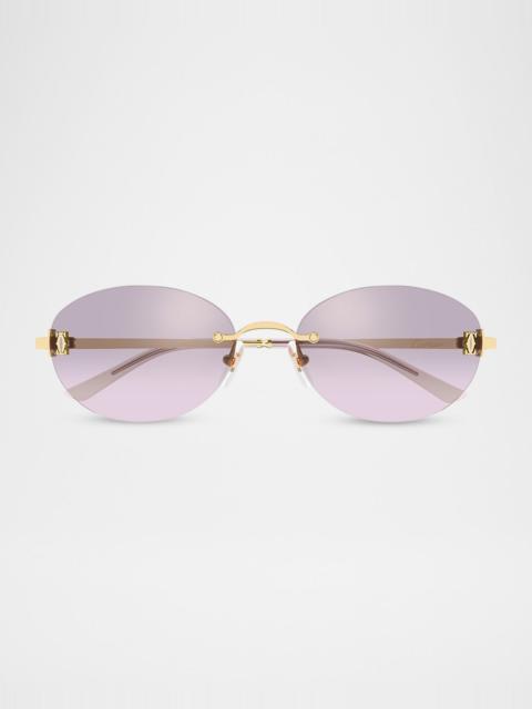 Cartier 54mm Metal Oval Sunglasses