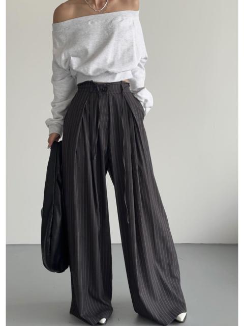 The Frankie Shop Noor Wide Pants - Grey Pinstripe