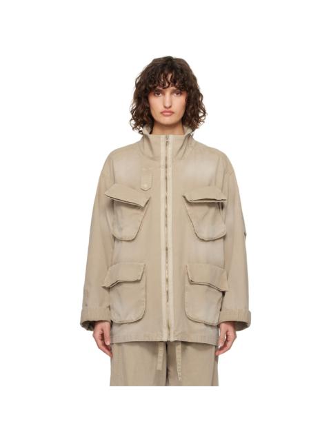 OPEN YY Gray Linen Paneled Bomber Jacket | REVERSIBLE