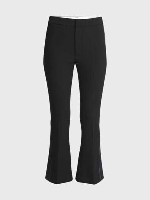Mid-Rise Rib-Detail Flared Crop Trousers