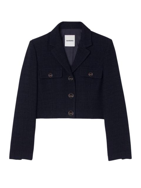 Sandro Cropped tweed button-up jacket