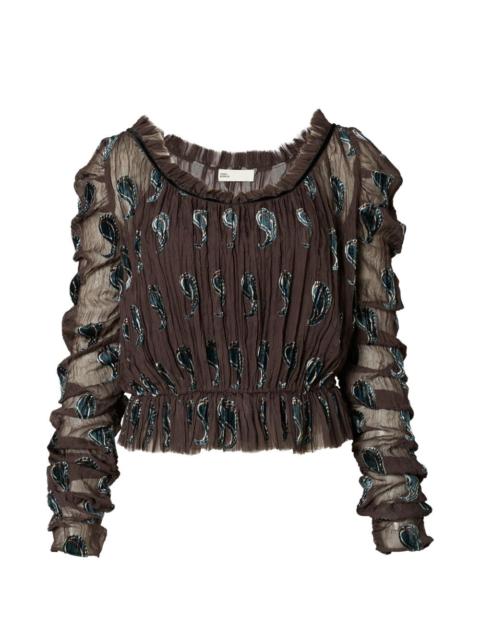 TORY BURCH ruched velvet top
