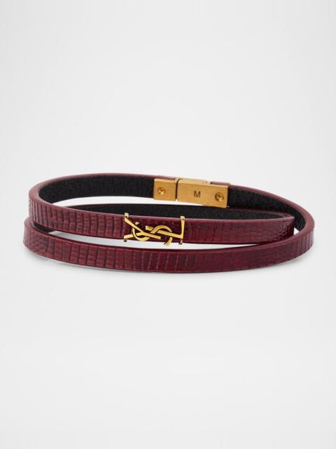 SAINT LAURENT YSL Thin Double Wrap Leather Bracelet