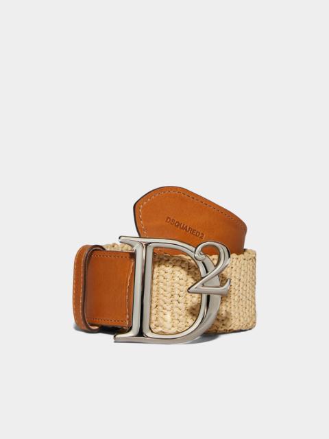 DSQUARED2 JUNGLE RAFIA BUCKLE BELT