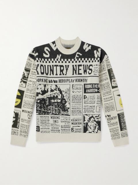 Kapital 8G Newspaper Intarsia-Knit Sweater