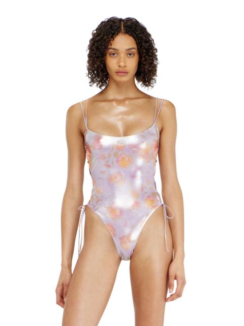 Diesel FLORAL METALLIC LACE-UP SWIMSUIT