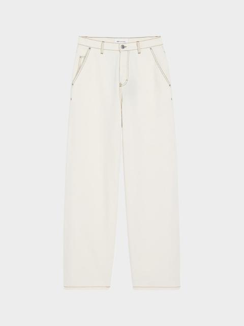 AMI Paris Men's Cotton Contrast-Stitched Wide-Leg Trousers