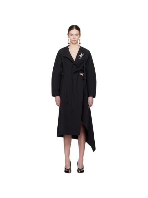 TORY BURCH Black Cotton Wrap Midi Dress