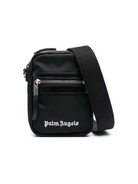 Palm Angels Palm Angels Logo-Print Leather Crossbody Bag Black