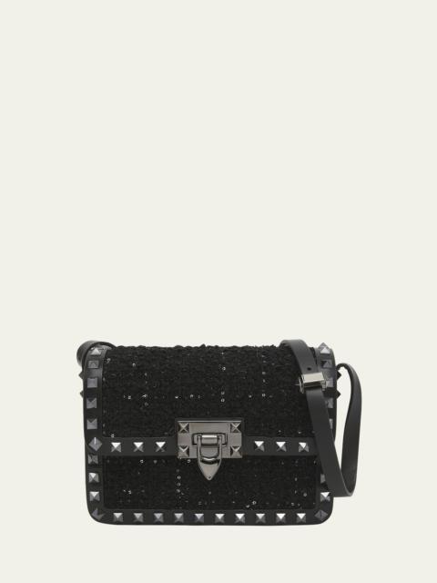 Valentino Rockstud Small Sequin Boucle Shoulder Bag