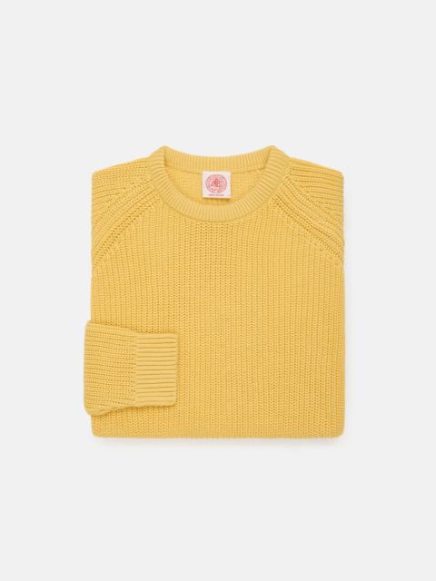 J. PRESS YELLOW SHAKER KNIT COTTON CREW NECK SWEATER - TRIM FIT