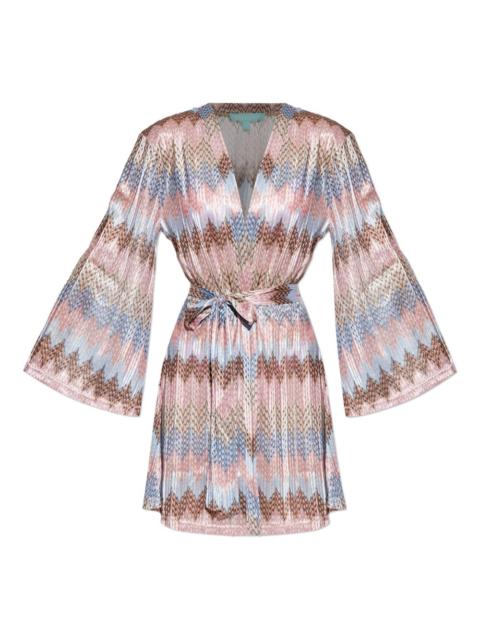 MELISSA ODABASH Anna zigzag stripe belted dress