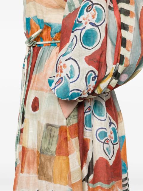 ALÉMAIS Alemais Patchwork Tie-belt Midi Dress