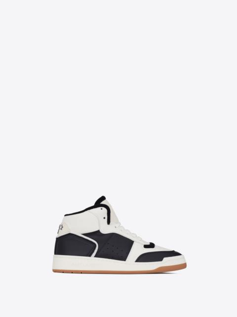 SAINT LAURENT sl/80 mid-top sneakers in smooth and grained leather