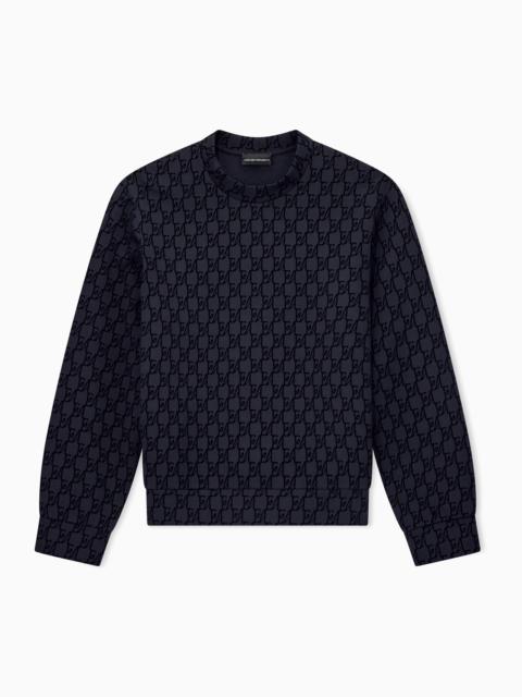 EMPORIO ARMANI DOUBLE JERSEY SWEATSHIRT WITH ALL-OVER LOGO PRINT