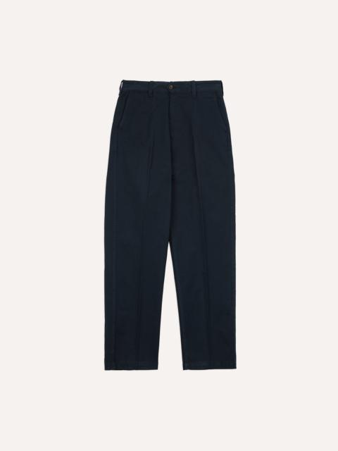 Drake's Navy Heavy Cotton Flat Front Chino