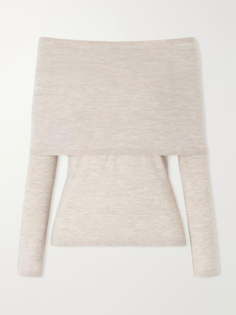 Max Mara Faretra off-the-shoulder gathered cashmere top Beige