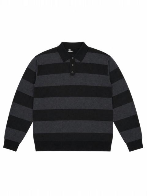 The Kooples GRAY STRIPED WOOL POLO-NECK SWEATER