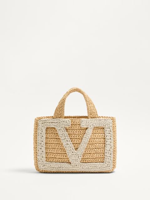 Valentino VALENTINO GARAVANI VIVA SUPERSTAR SMALL SHOPPING BAG IN RAFFIA