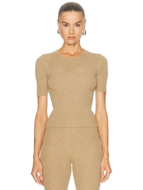 ESSENTIALS Signature Rib Knit Fitted Short Sleeve Rib Tee