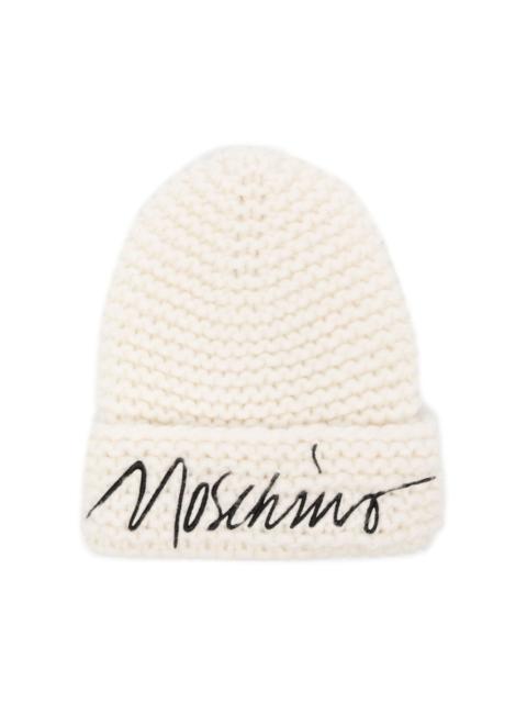 Moschino logo-embroidered knitted beanie