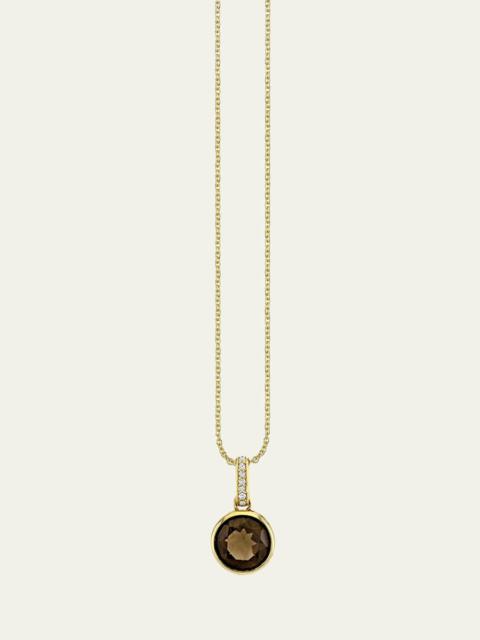 SYDNEY EVAN 14K Gold Smokey Topaz Icon Solitaire with Diamond Bail Necklace