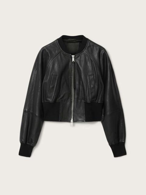 ALLSAINTS SURI CROPPED LEATHER BOMBER JACKET