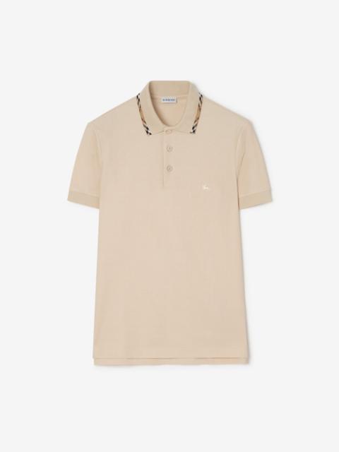 Burberry Check Trim Cotton Polo Shirt
