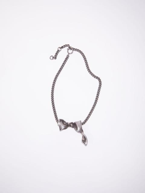 Bow necklace - Antique Silver