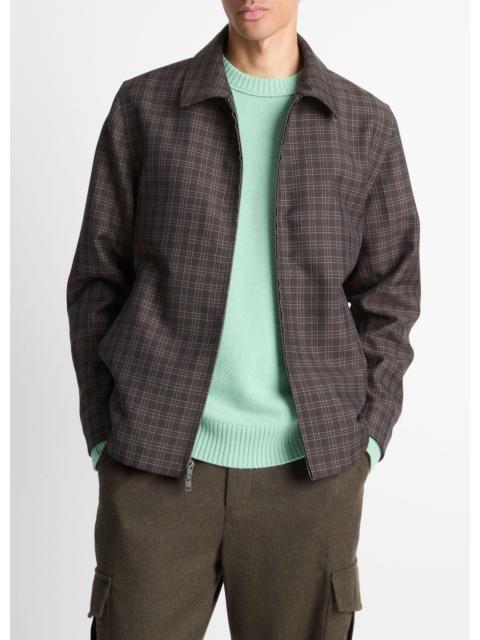 Vince Plaid Wool-Blend Zip Jacket