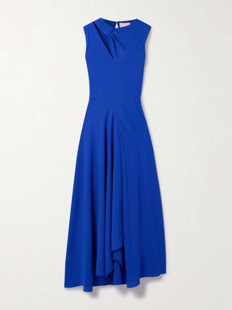 Alma cutout knotted draped crepe midi dress