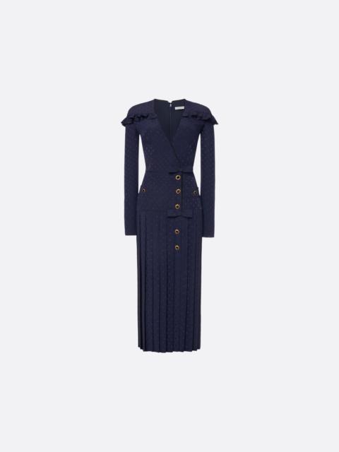 Alessandra Rich SILK JACQUARD DRESS WITH PLEATED SKIRT