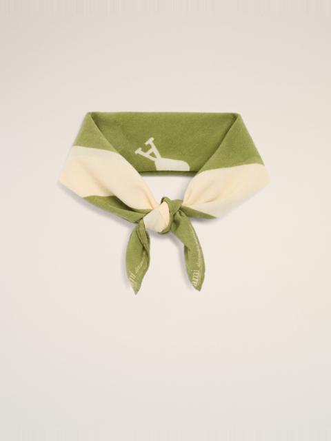 AMI Paris GREEN COTTON AMI DE COEUR PRINTED SCARF