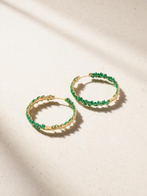 SUZANNE KALAN 18-karat Gold Emerald Hoop Earrings
