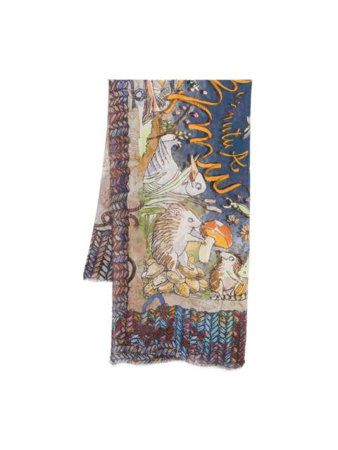 Faliero Sarti animal-print frayed-edge scarf