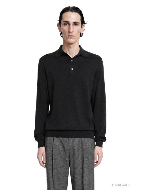 LARDINI Wool-silk Long Sleeve Polo