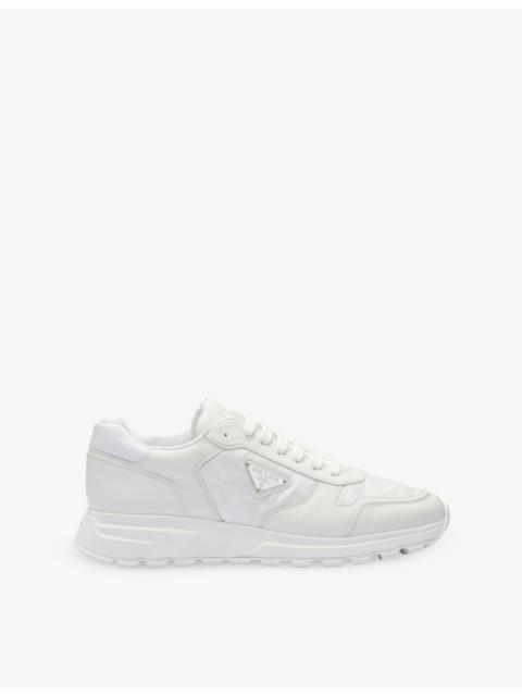 Prada Re-Nylon brand-plaque leather and recycled-nylon high-top trainers