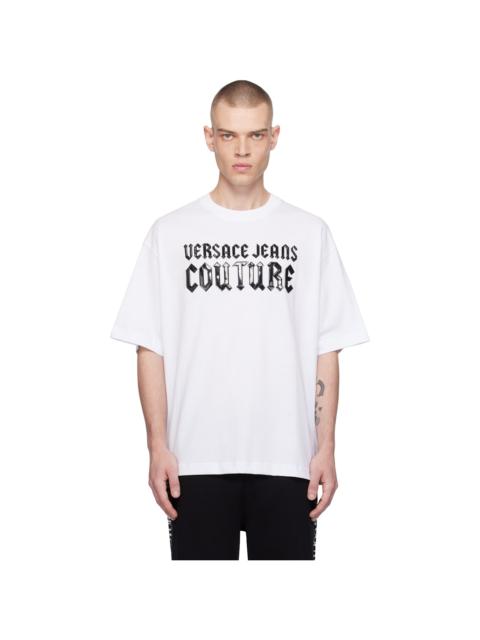 VERSACE JEANS COUTURE White Gothic Logo Relaxed-Fit T-shirt