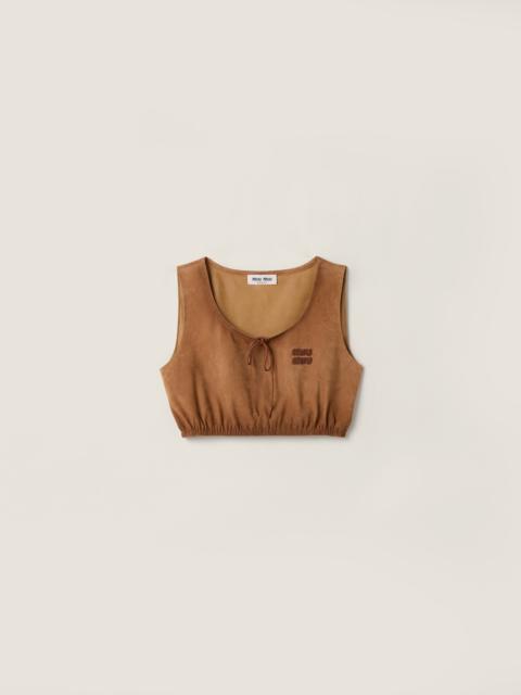 Miu Miu Waxed suede crop top