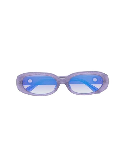LINDA FARROW round-frame glitter sunglasses
