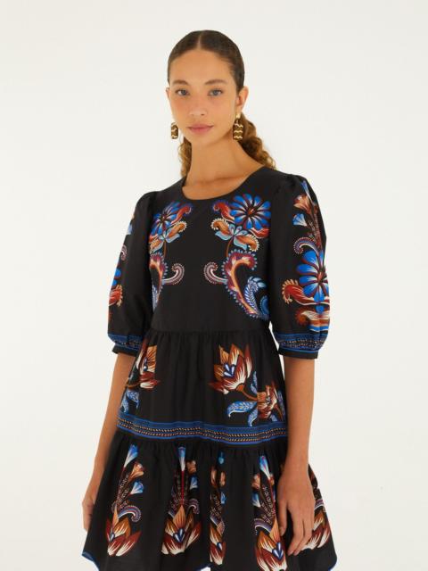 FARM RIO Energy Floral Ruffled Hem Mini Dress