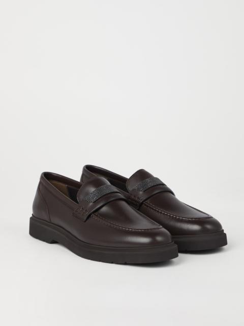 Brunello Cucinelli Soft nappa leather penny loafers with precious insert