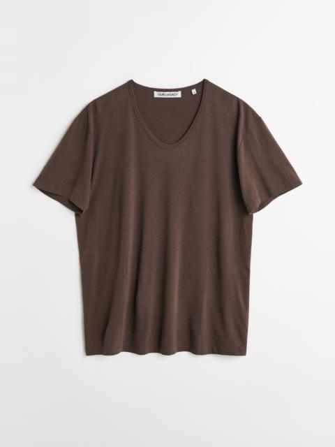 U-Neck T-Shirt Washed Charcoal Cotton Silk