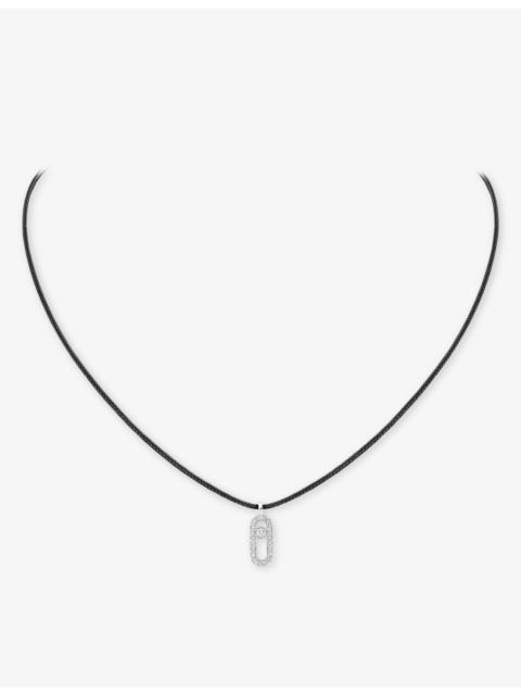 MESSIKA MESSIKA CARES 18ct white-gold and 0.09ct diamond pendant cord necklace
