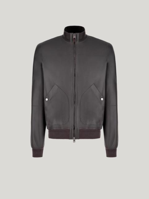 Canali CANALI NUVOLA BOMBER JACKET IN BROWN NAPPA LEATHER