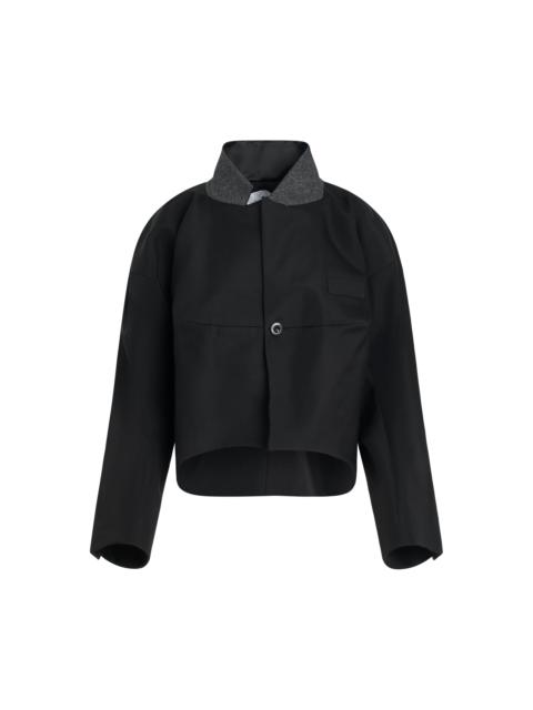 Double-Faced Silk Cotton Jacket in Black
