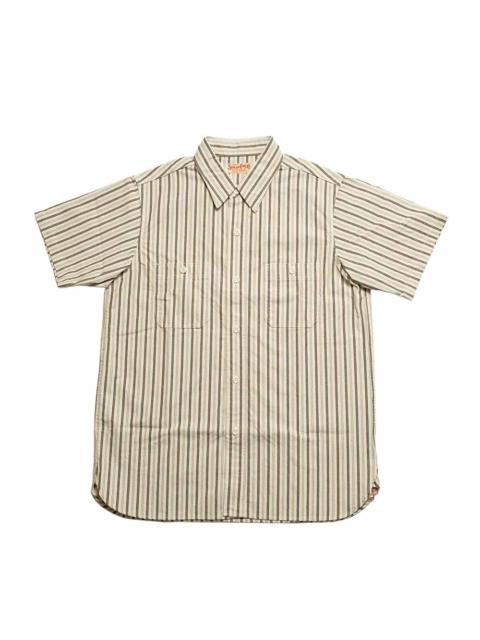 SUGAR CANE COTTON STRIPE S/S WORK SHIRT - SC39730
