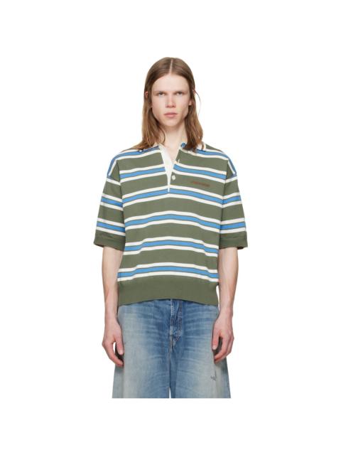 DSQUARED2 Green Striped Knit Polo
