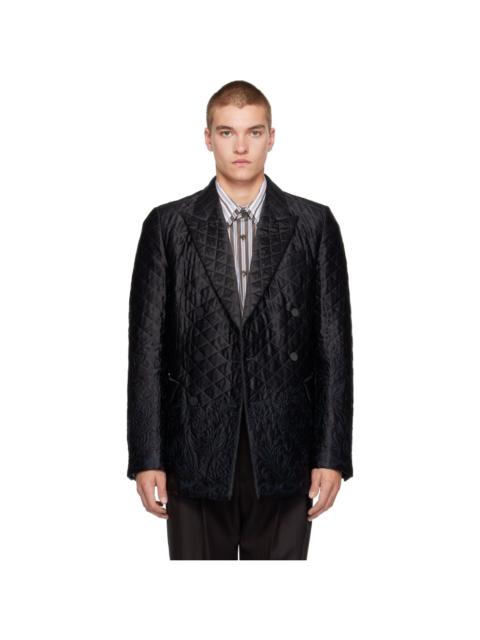 Dries Van Noten SSENSE Exclusive Black Quilted Silk Blazer